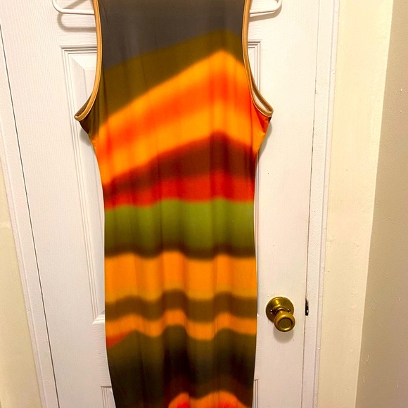Gold and Orange Sleeveless Maxi Dress NWOT Size Large - Picture 12 of 13